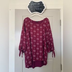 Papermoon larie 3/4 tie sleeve mixed material blouse